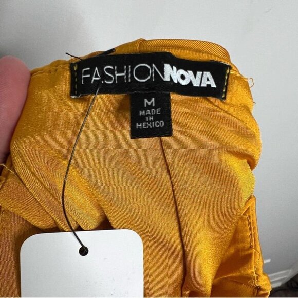 Fashion Nova Womens Size Medium Looking Amazing Skirt Mustard Midi NEW High Slit - Picture 6 of 11